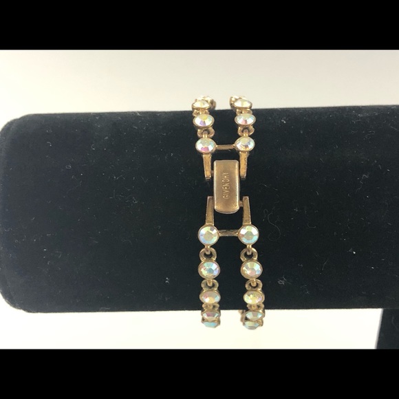 Givenchy gold tone AB crystal rhinestone bracelet - Picture 6 of 6